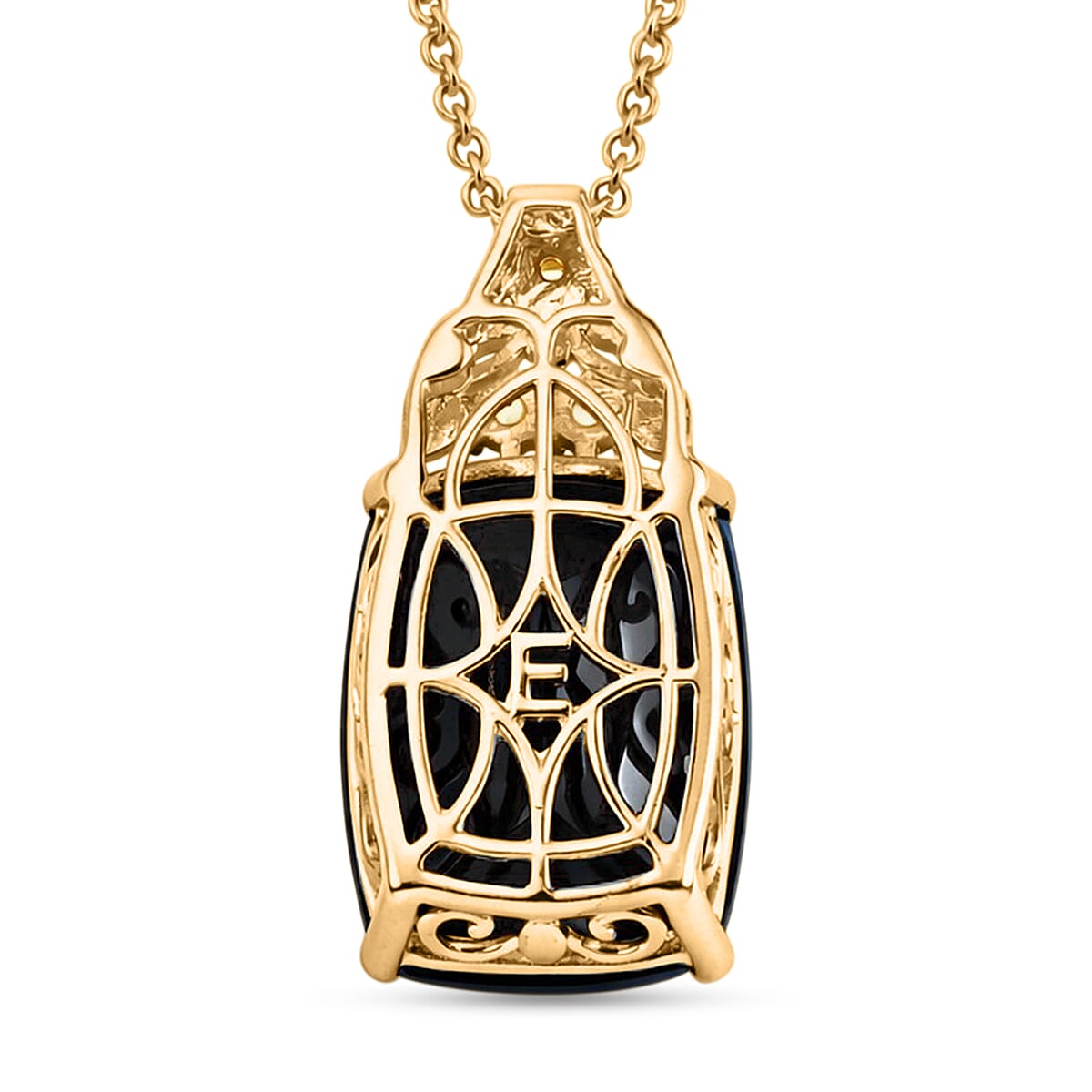 EverTrue Thai Black Spinel, Brazilian Citrine Pendant in 18K YG Plated with ION Plated YG Stainless Steel Necklace (20 Inches) 26.75 ctw image number 4
