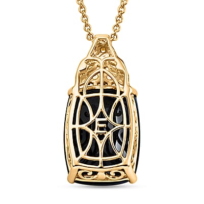 EverTrue Thai Black Spinel, Brazilian Citrine Pendant in 18K YG Plated with ION Plated YG Stainless Steel Necklace (20 Inches) 26.75 ctw