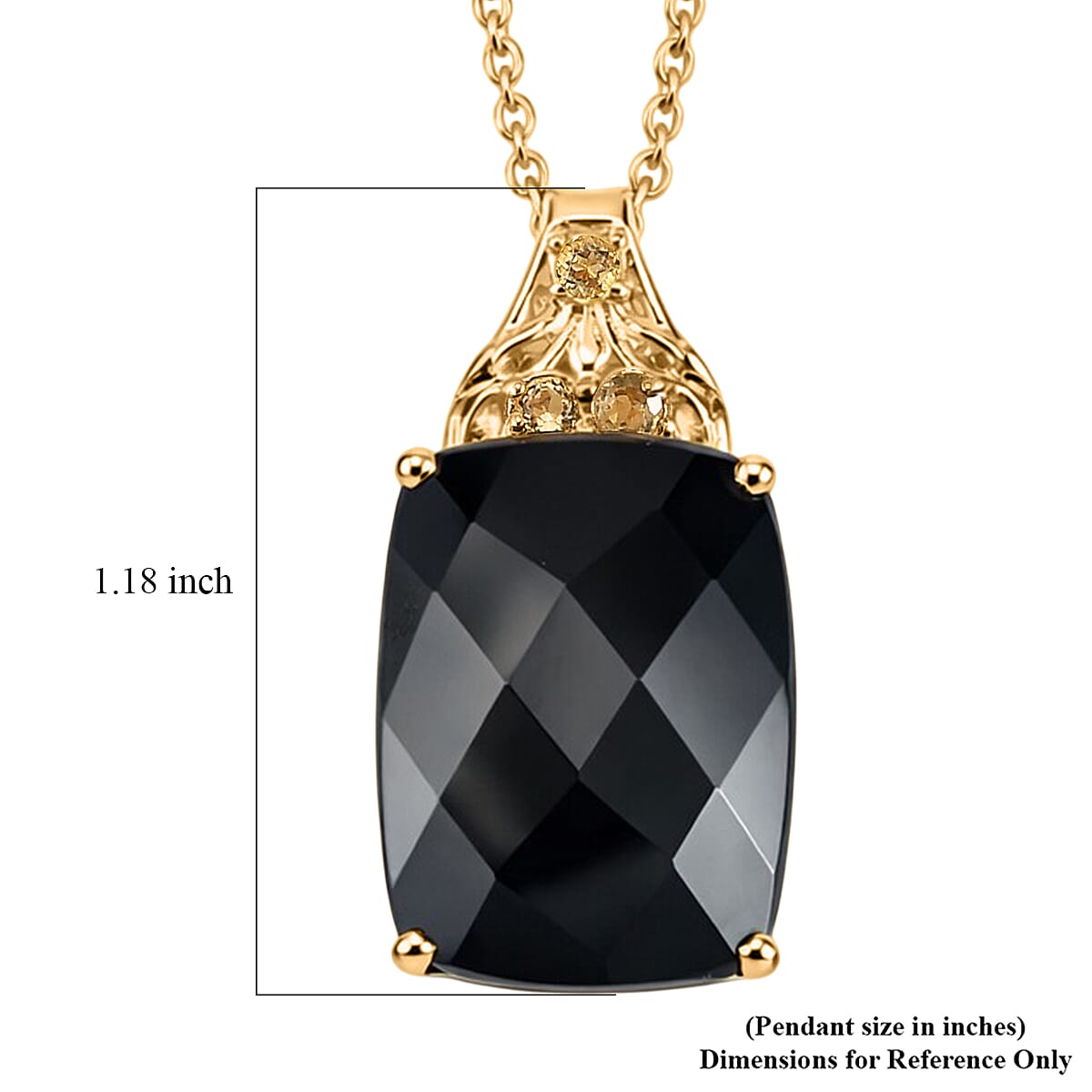 EverTrue Thai Black Spinel, Brazilian Citrine Pendant in 18K YG Plated with ION Plated YG Stainless Steel Necklace (20 Inches) 26.75 ctw image number 5