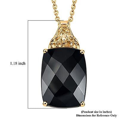 EverTrue Thai Black Spinel, Brazilian Citrine Pendant in 18K YG Plated with ION Plated YG Stainless Steel Necklace (20 Inches) 26.75 ctw