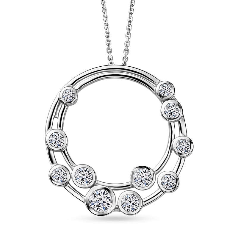 Luxuriant Lab Grown Diamond G-H SI 1.00 ctw Pendant Necklace in Rhodium Over Sterling Silver 20 Inches