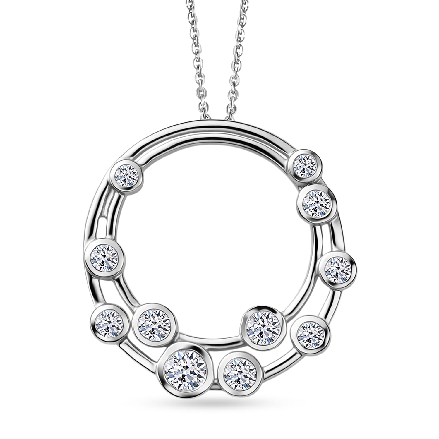 Luxuriant Lab Grown Diamond G-H SI 1.00 ctw Pendant Necklace in Rhodium Over Sterling Silver 20 Inches