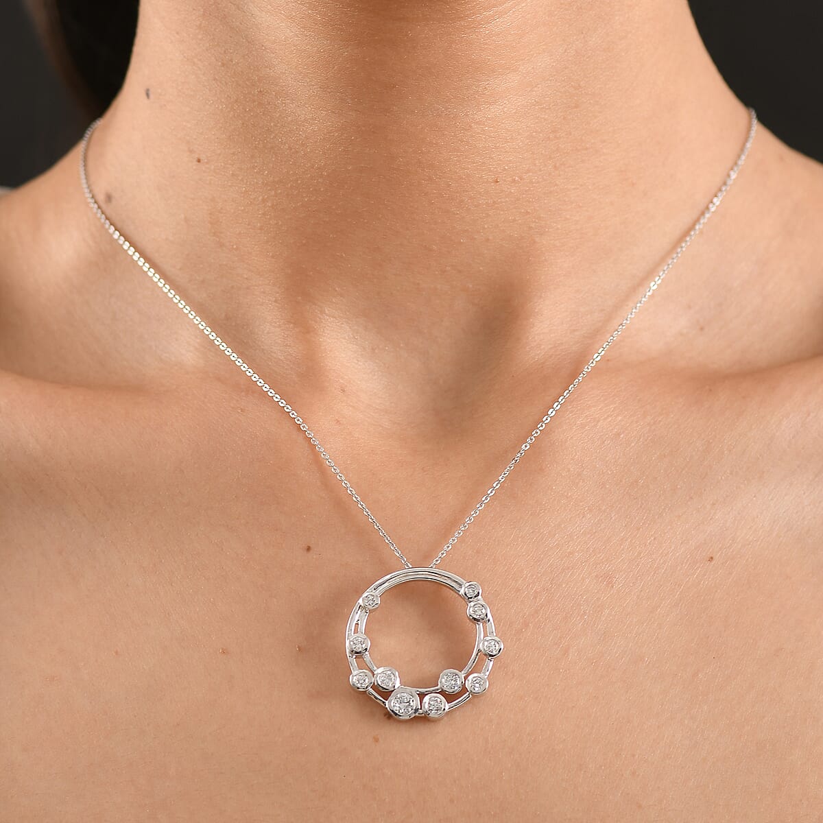 Luxuriant Lab Grown Diamond G-H SI 1.00 ctw Pendant Necklace in Rhodium Over Sterling Silver 20 Inches (Del. in 12-15 Days) image number 2