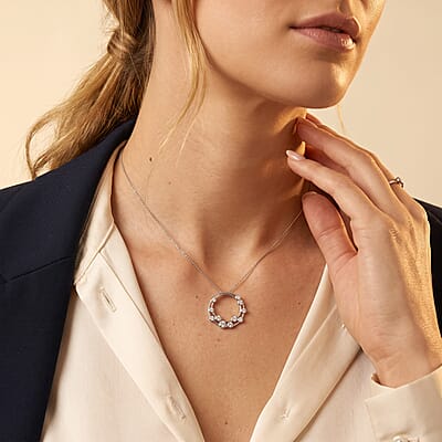 Luxuriant Lab Grown Diamond G-H SI 1.00 ctw Pendant Necklace in Rhodium Over Sterling Silver 20 Inches