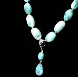 D'Joy AAA Larimar 82.80 ctw Pendant Necklace in Rhodium Over Sterling Silver 18-20 Inches 
