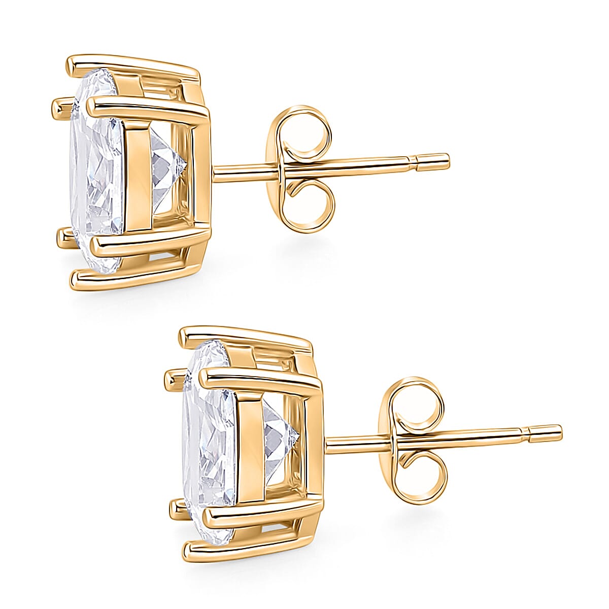 Set of 3 Princess cut Simulated Diamond Earrings in Tritone