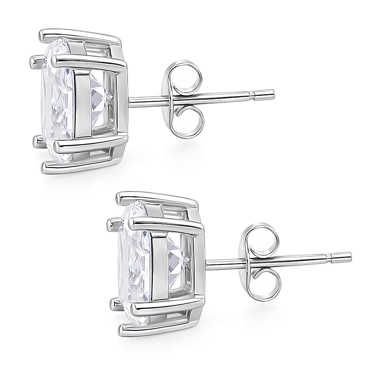 Set of 3 Princess cut Simulated Diamond Earrings in Tritone