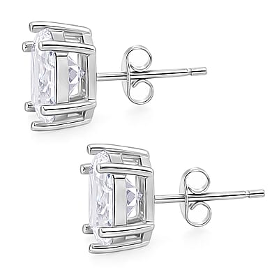 Set of 3 Princess cut Simulated Diamond Earrings in Tritone