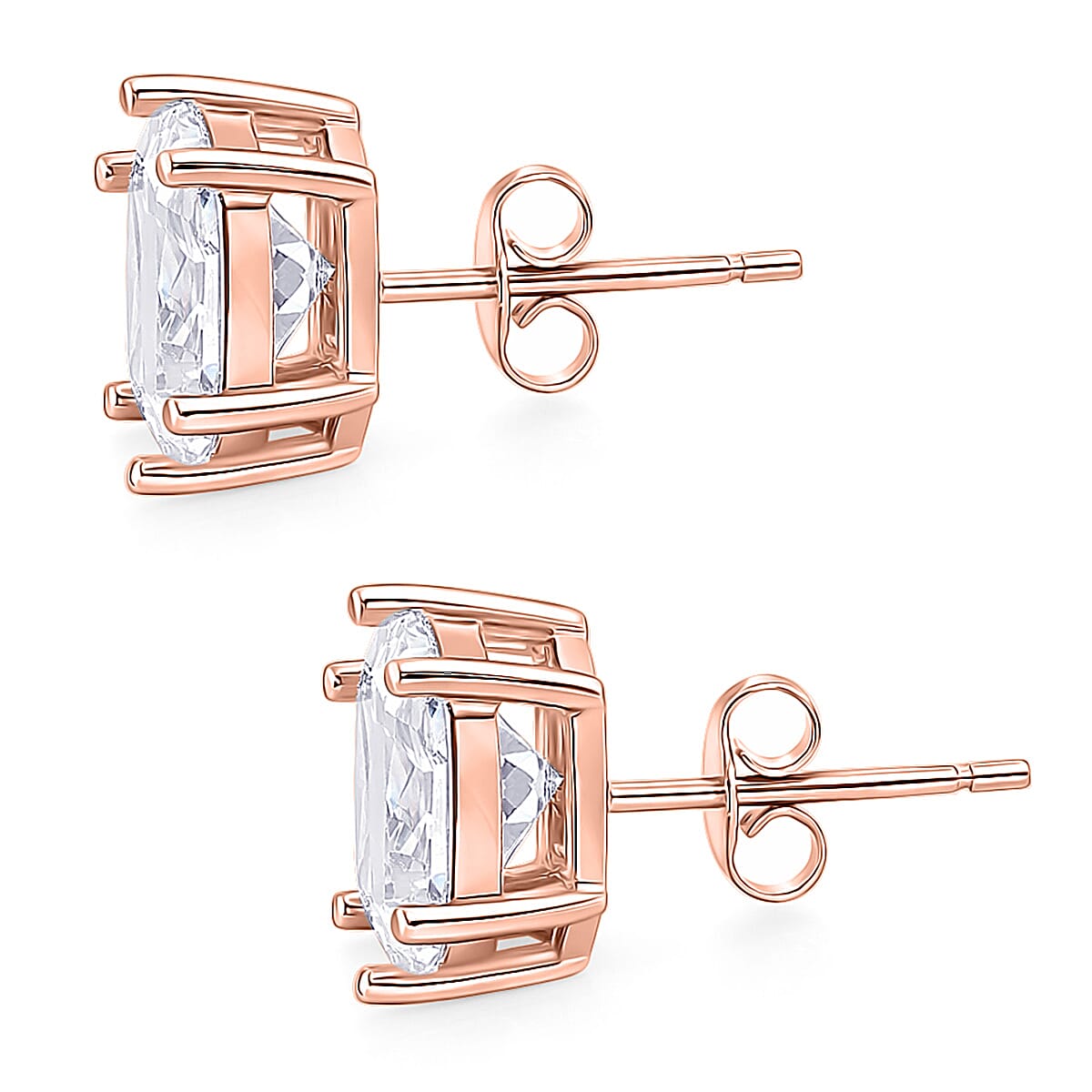 Set of 3 Princess cut Simulated Diamond Earrings in Tritone