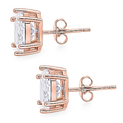 Set of 3 Princess cut Simulated Diamond Earrings in Tritone