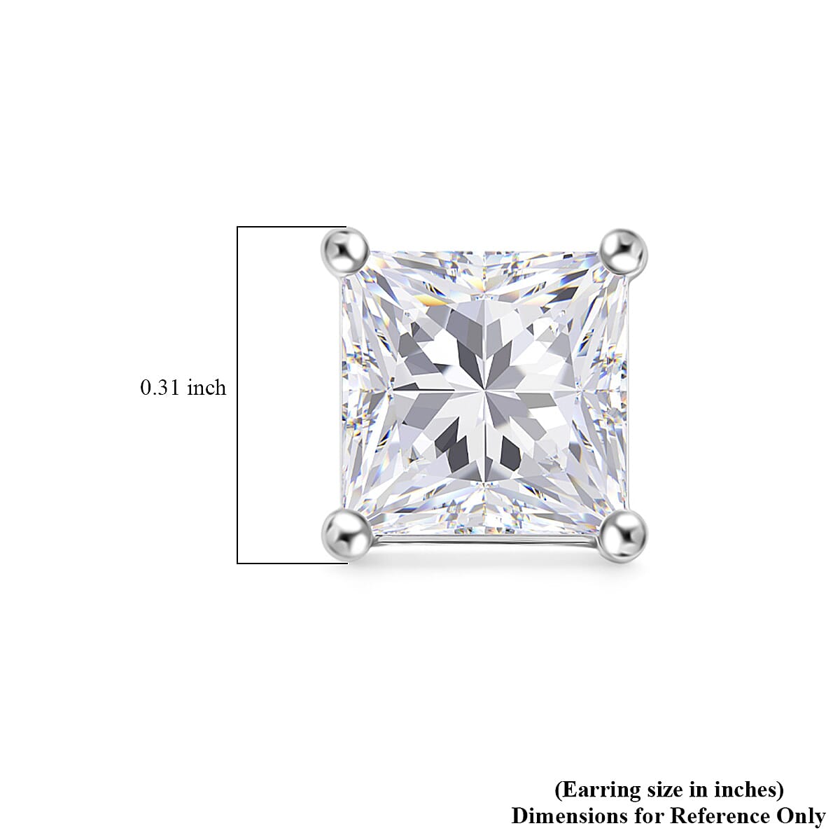 Set of 3 Princess cut Simulated Diamond Earrings in Tritone
