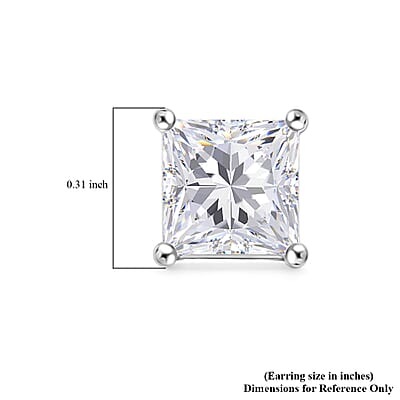 Set of 3 Princess cut Simulated Diamond Earrings in Tritone