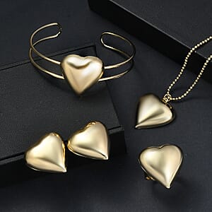  4 Piece Set -  Bangle and Necklace and Ring and Earring Pure Yellow Brass