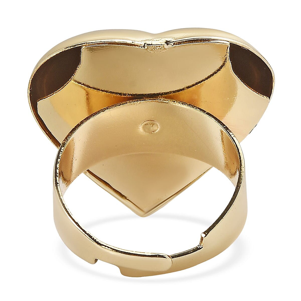 4 Piece Set - Heart Earrings, Necklace (17 Inches), Cuff Bracelet and Ring (Adjustable) in Goldtone