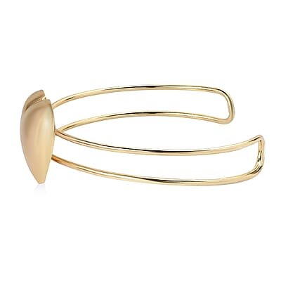 4 Piece Set - Heart Earrings, Necklace (17 Inches), Cuff Bracelet and Ring (Adjustable) in Goldtone