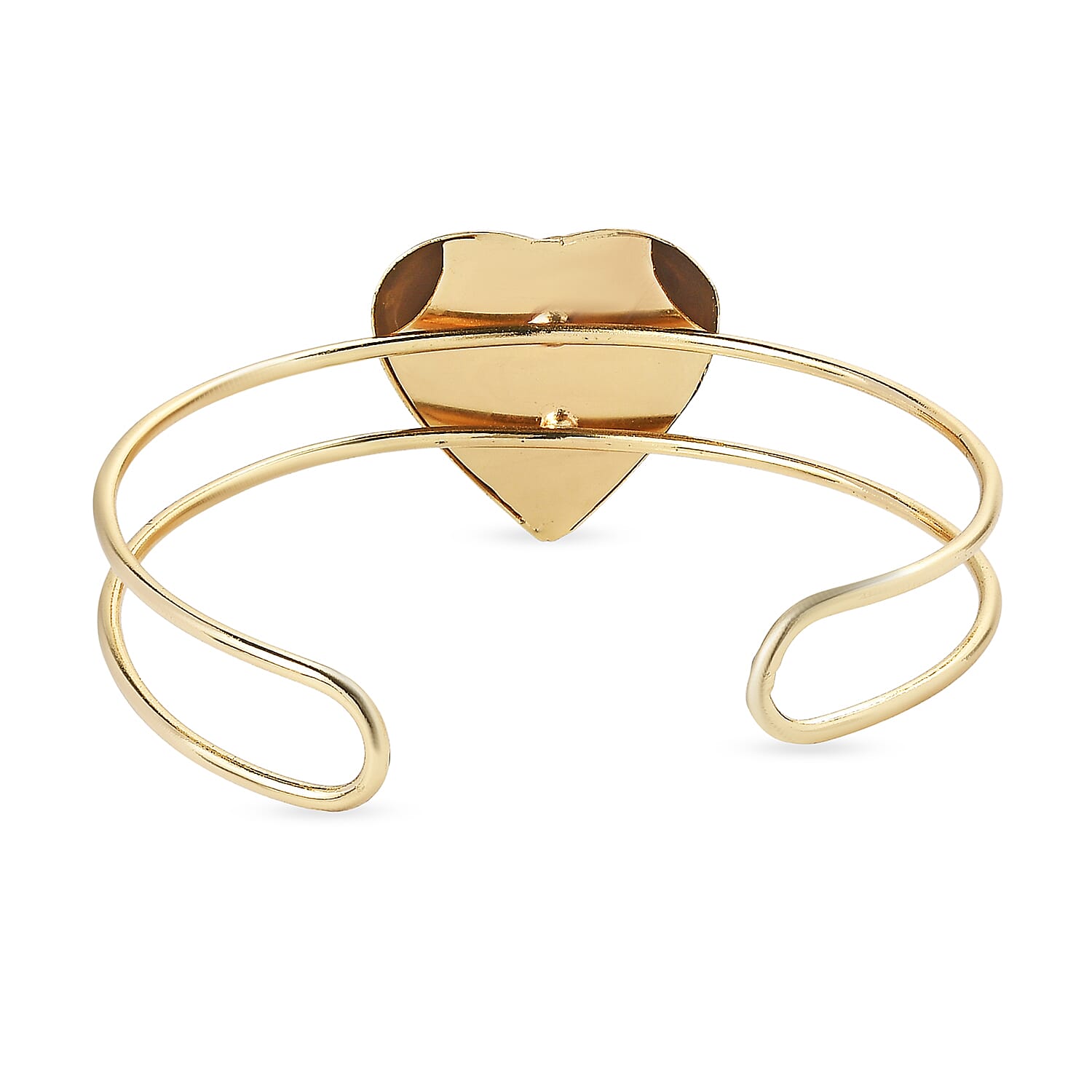 4 Piece Set - Heart Earrings, Necklace (17 Inches), Cuff Bracelet and Ring (Adjustable) in Goldtone