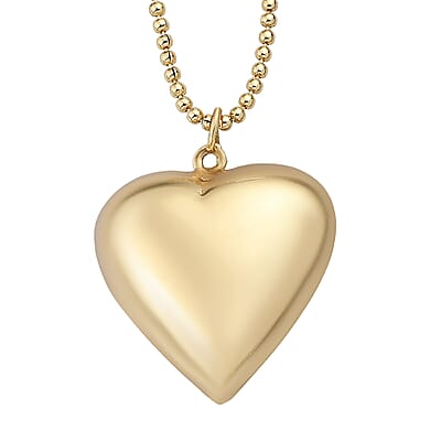 4 Piece Set - Heart Earrings, Necklace (17 Inches), Cuff Bracelet and Ring (Adjustable) in Goldtone