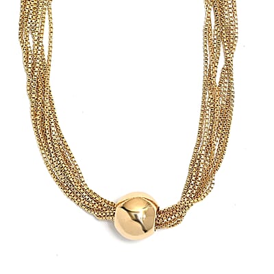 3 Piece Set - Multi Layer Chain Necklace (15 Inches), Bracelet (7.50In) and Earrings in Goldtone