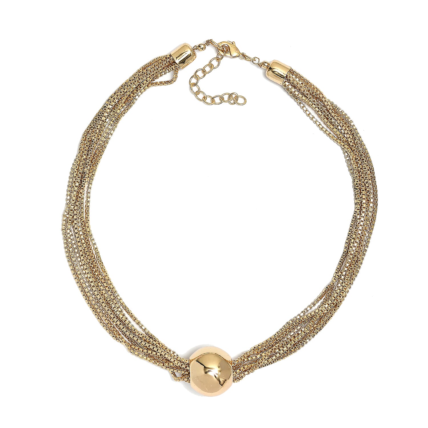 3 Piece Set - Multi Layer Chain Necklace (15 Inches), Bracelet (7.50In) and Earrings in Goldtone