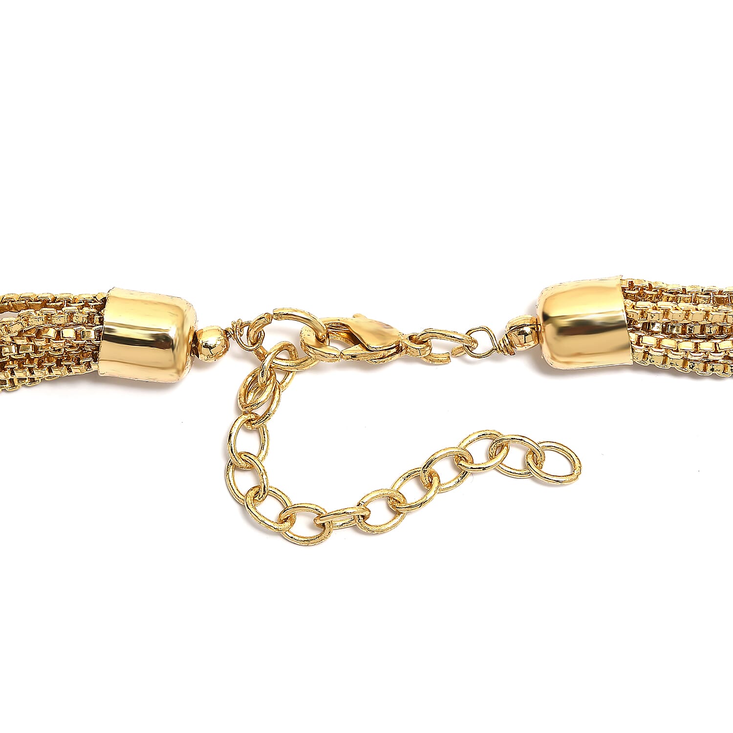 3 Piece Set - Multi Layer Chain Necklace (15 Inches), Bracelet (7.50In) and Earrings in Goldtone