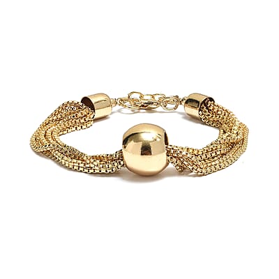 3 Piece Set - Multi Layer Chain Necklace (15 Inches), Bracelet (7.50In) and Earrings in Goldtone
