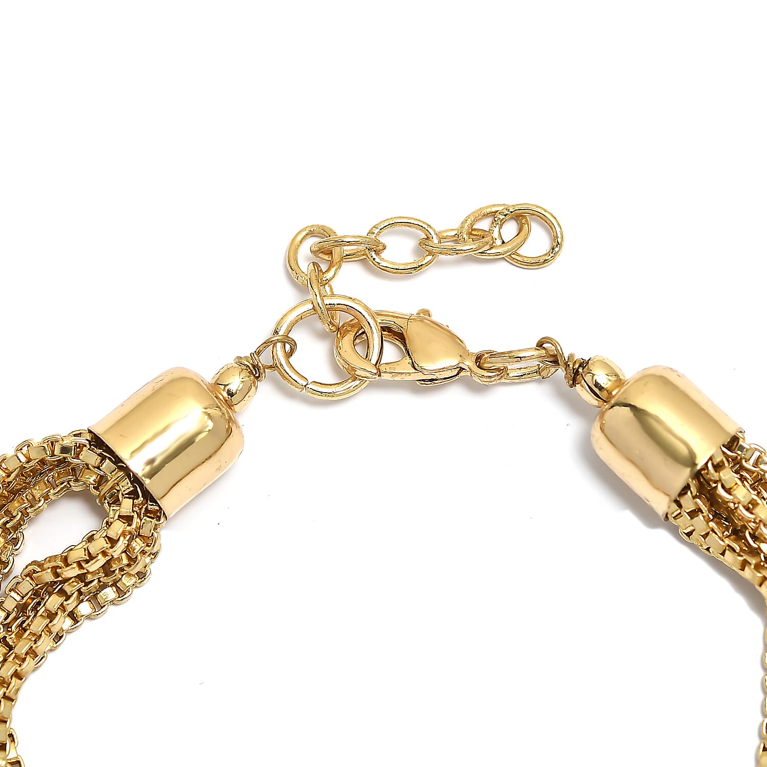 3 Piece Set - Multi Layer Chain Necklace (15 Inches), Bracelet (7.50In) and Earrings in Goldtone