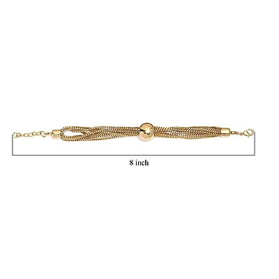 3 Piece Set - Multi Layer Chain Necklace (15 Inches), Bracelet (7.50In) and Earrings in Goldtone