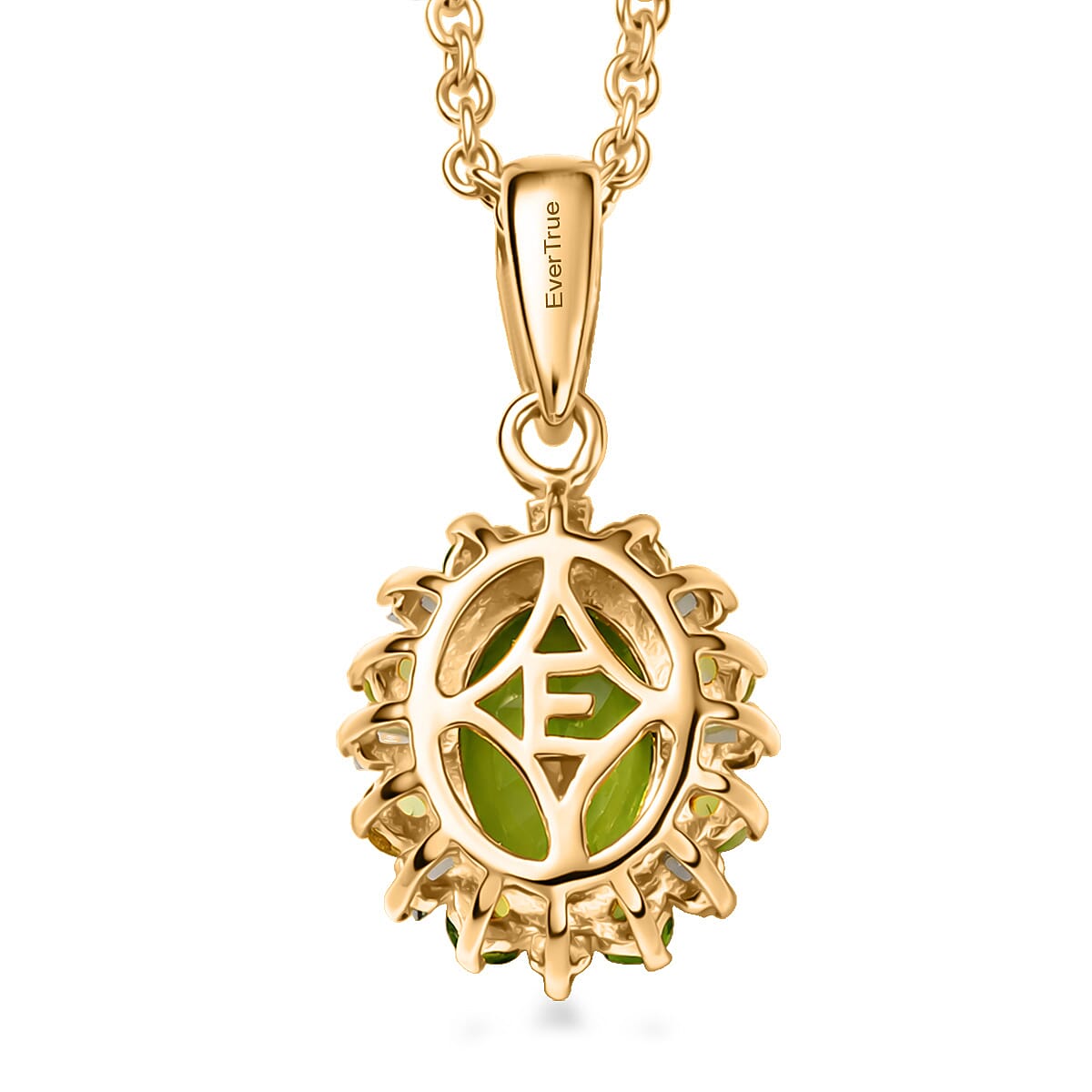 EverTrue Hebei Peridot and Moissanite 2.00 ctw Pendant in 18K YG Plated with ION Plated YG Stainless Steel Necklace (20 Inches) image number 4