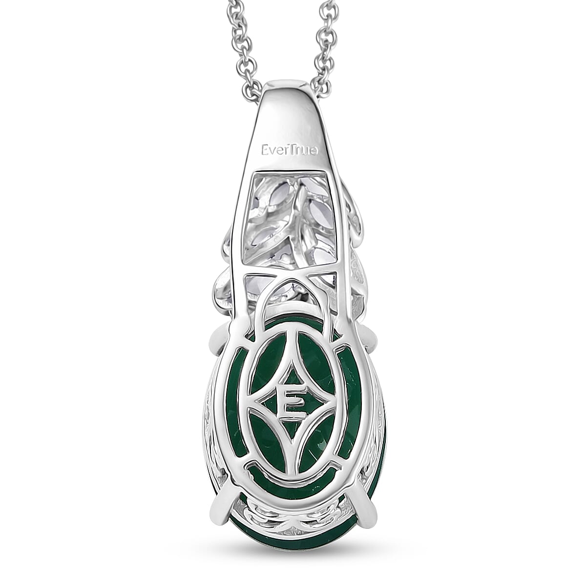 EverTrue Verde Onyx and White Topaz 9.00 ctw Pendant in 18K YG Plated and Platinum Bond with Stainless Steel Necklace 20 Inches image number 4