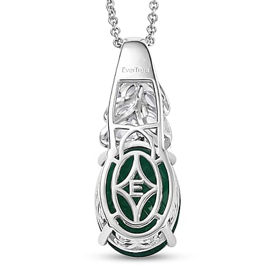 EverTrue Verde Onyx and White Topaz 9.00 ctw Pendant in 18K YG Plated and Platinum Bond with Stainless Steel Necklace 20 Inches