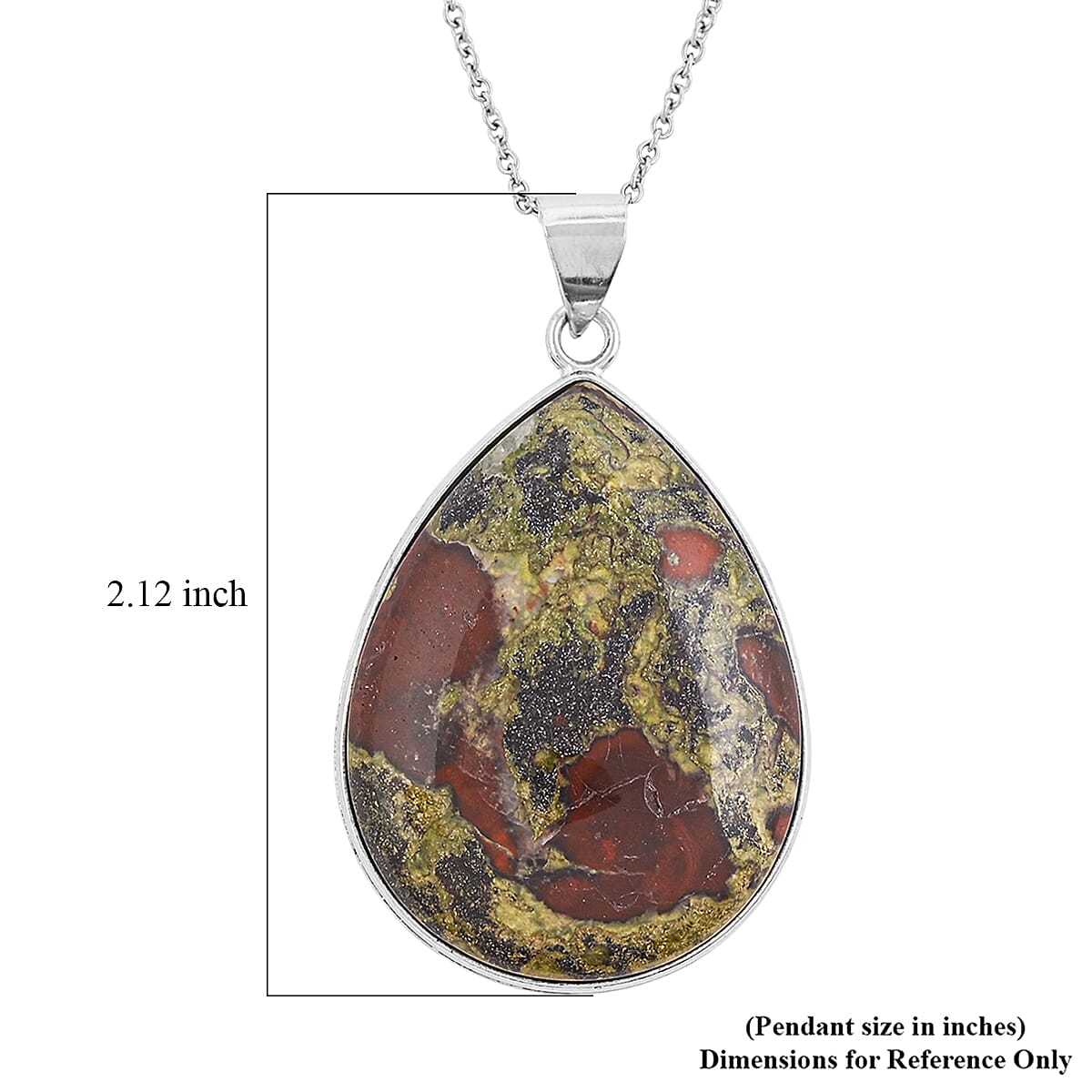 Dragon Blood Jasper 60.00 ctw Pendant in Silvertone with Stainless Steel Necklace 20 Inches image number 5