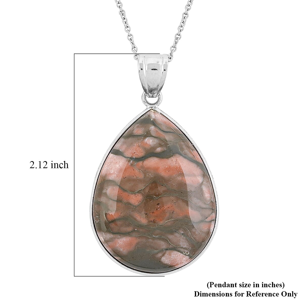 Hand-Polished Rainbow Zebra Jasper 52.00 ctw Pendant in Silvertone with Stainless Steel Necklace 20 Inches image number 5