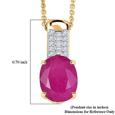 Luxoro AAA Mozambique Ruby and Diamond I2 3.25 ctw Royal Bloodline Pendant Necklace in 10K Yellow Gold 20 Inches
