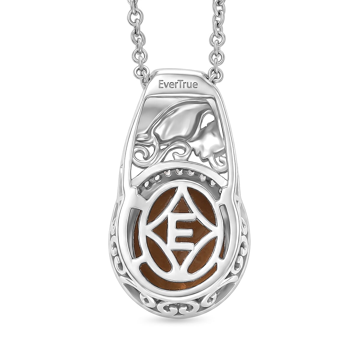 EverTrue Autumn Alexite and White Zircon 5.00 ctw Maple Majesty Pendant in 18K YG Plated and Platinum Bond with Stainless Steel Necklace 20 Inches image number 4