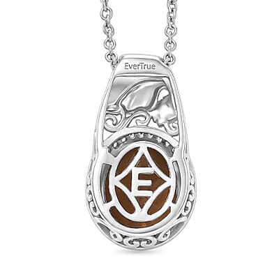 EverTrue Autumn Alexite and White Zircon 5.00 ctw Maple Majesty Pendant in 18K YG Plated and Platinum Bond with Stainless Steel Necklace 20 Inches
