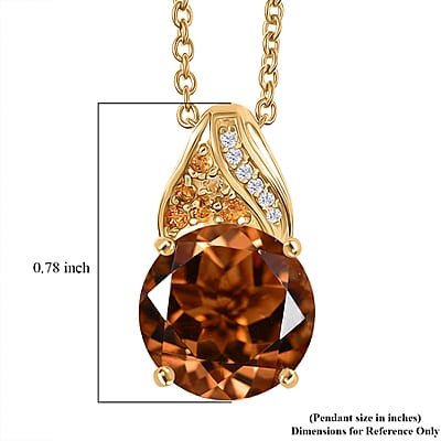 EverTrue Autumn Alexite and Multi Gemstone 6.30 ctw Golden Blaze Round Pendant in 18K YG Plated with ION Plated YG Stainless Steel Necklace 20 Inches
