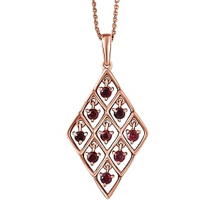 D'Joy Premium Anthill Garnet 0.75 ctw Lattice Pendant Necklace in Brown E-coat Sterling Silver 20 Inches 