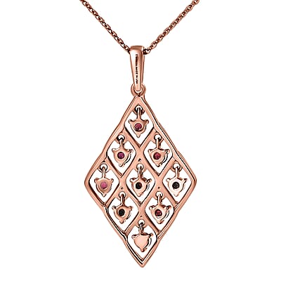 D'Joy Premium Anthill Garnet 0.75 ctw Lattice Pendant Necklace in Brown E-coat Sterling Silver 20 Inches