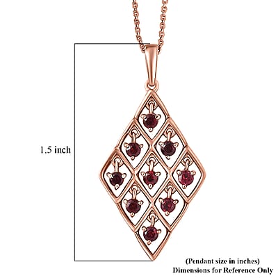 D'Joy Premium Anthill Garnet 0.75 ctw Lattice Pendant Necklace in Brown E-coat Sterling Silver 20 Inches