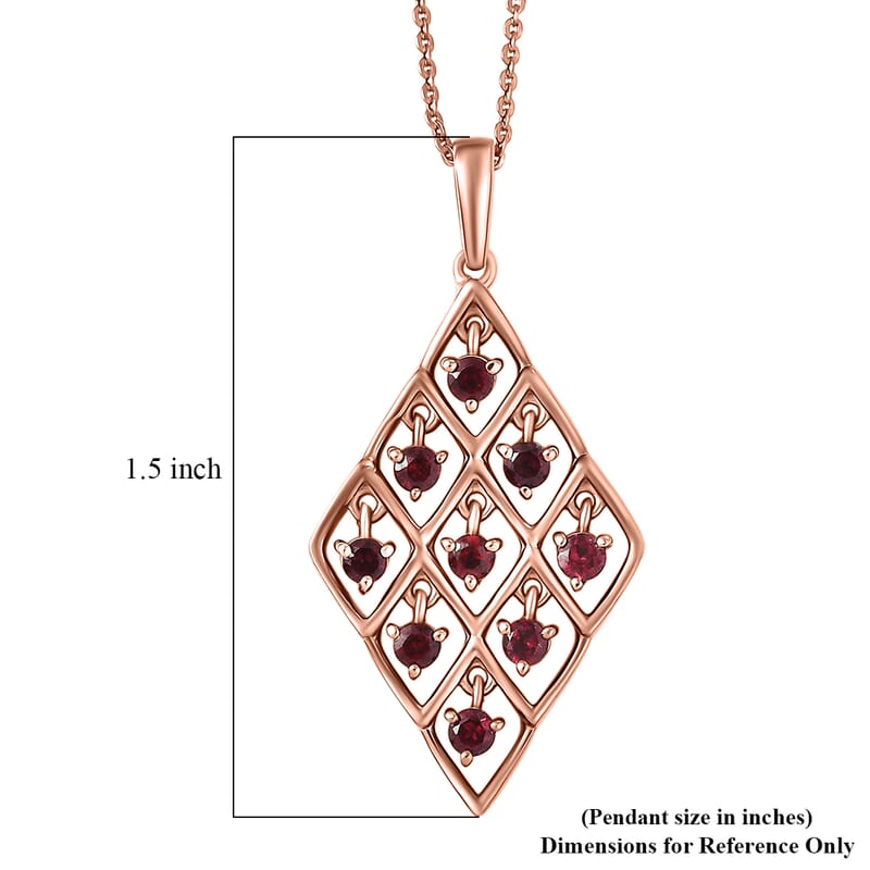 D'Joy Premium Anthill Garnet 0.75 ctw Lattice Pendant Necklace in Brown E-coat Sterling Silver 20 Inches
