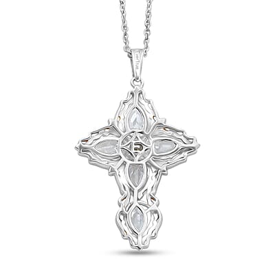 EverTrue Simulated Diamond 8.00 ctw Pendant 18K YG Plated and Platinum Bond with Stainless Steel Necklace 20 Inches