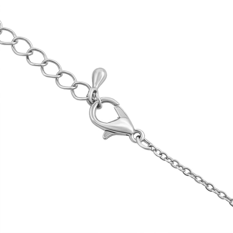 Drop Abalone Shell 16-18 Inches Pendant in Silvertone with Stainless Steel Necklace