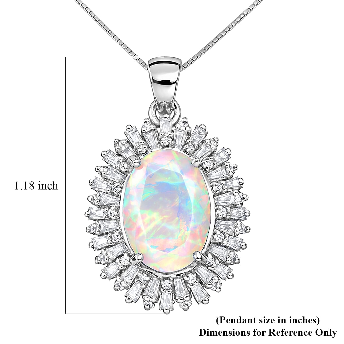 D'Joy Premium Ethiopian Welo Opal and Moissanite 4.90 ctw Moonlit Radiance Pendant Necklace in Rhodium Over Sterling Silver 20 Inches  image number 6