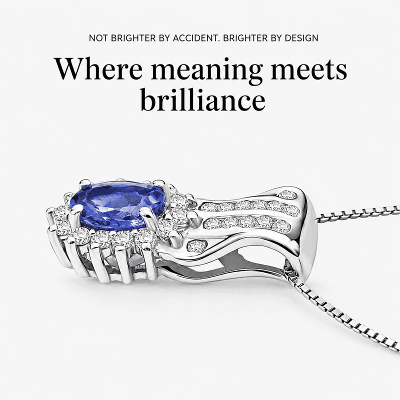 D'Joy AAA Tanzanite and White Zircon 1.00 ctw Grace Halo Pendant Necklace in Rhodium Over Sterling Silver 20 Inches