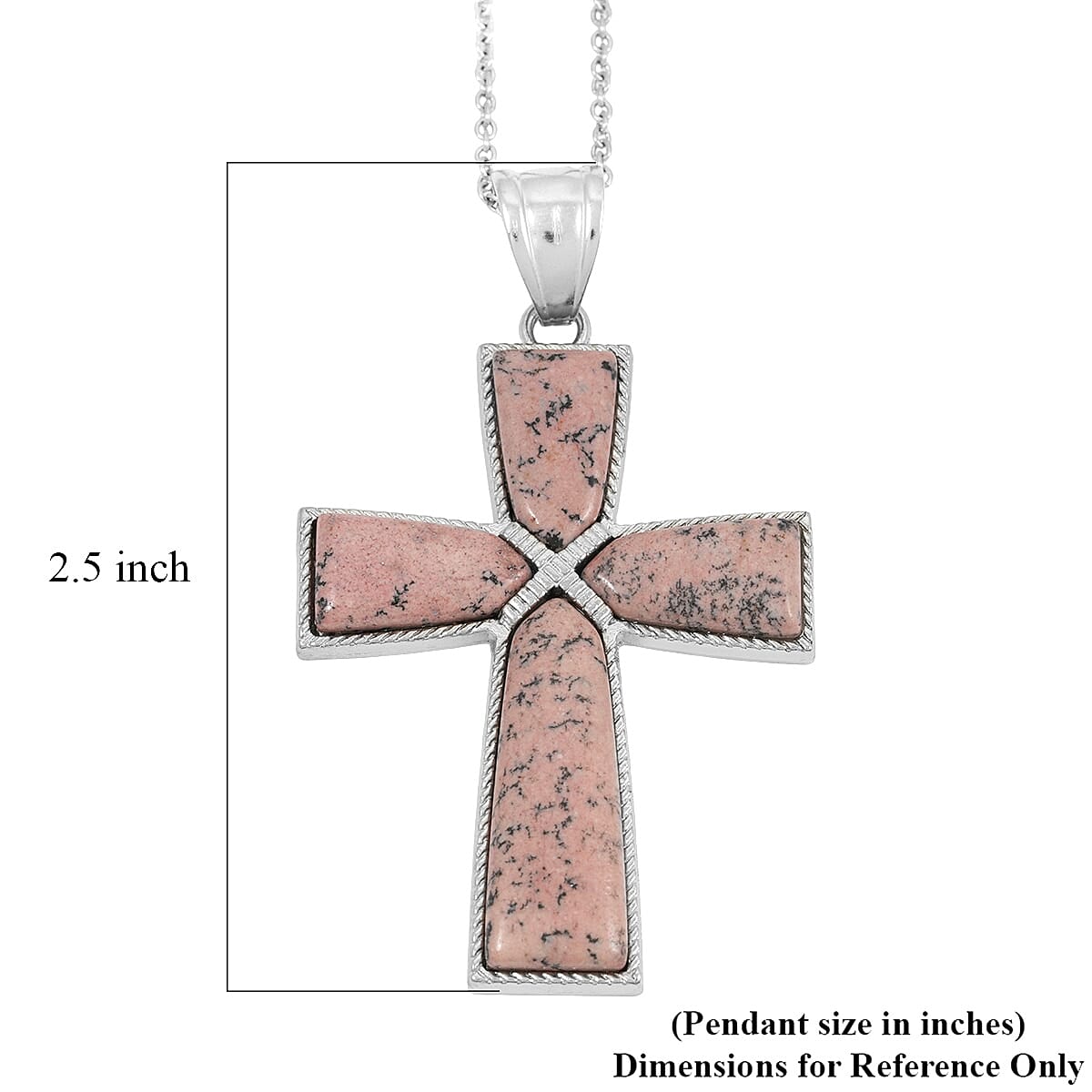 Fire Matrix Jasper Cross Pendant in Silvertone with Stainless Steel Necklace (20 Inches) 18.00 ctw image number 5