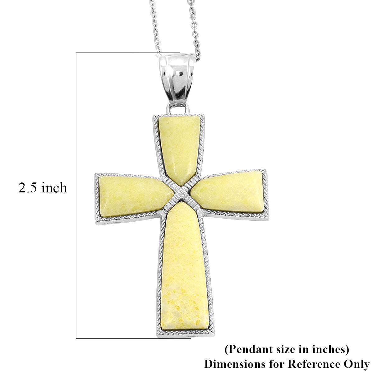 Pineapple Jasper Cross Pendant in Silvertone with Stainless Steel Necklace (20 Inches) 19.00 ctw image number 5