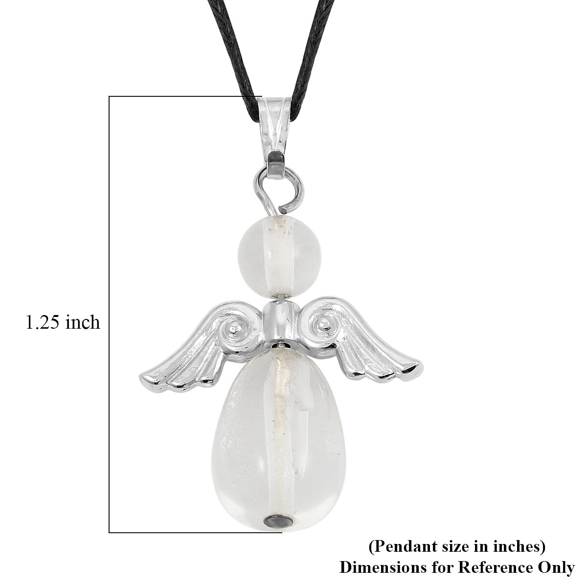 2 Piece Set - Lab Created Crystal Angel Adjustable Black Cord Necklace (14 Inches) and Earrings in Silvertone 27.00 ctw image number 4