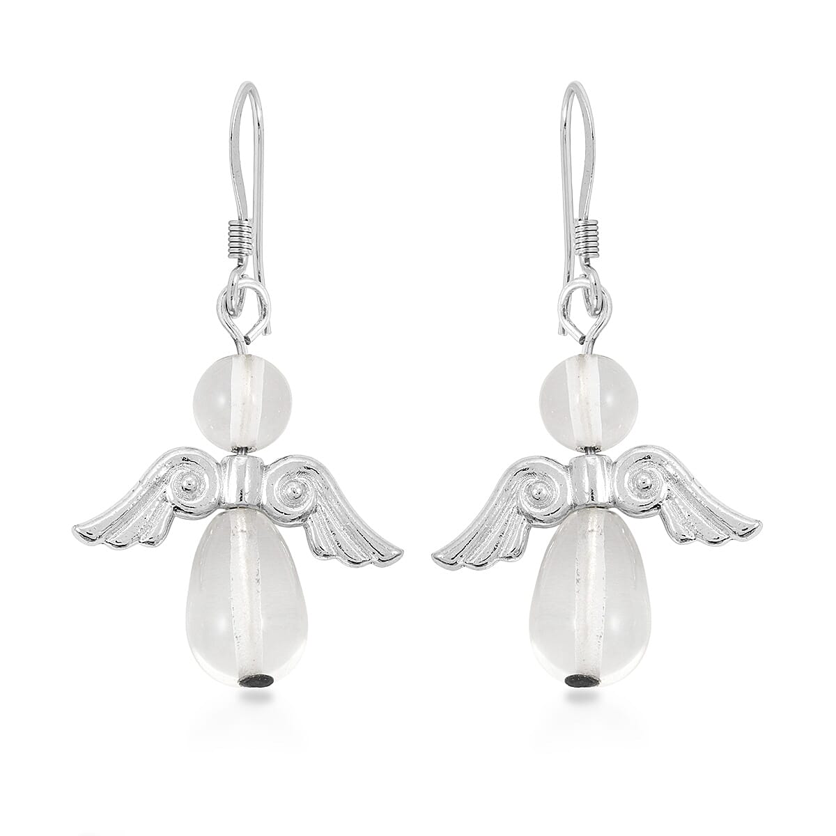 2 Piece Set - Lab Created Crystal Angel Adjustable Black Cord Necklace (14 Inches) and Earrings in Silvertone 27.00 ctw