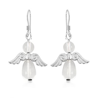 2 Piece Set - Lab Created Crystal Angel Adjustable Black Cord Necklace (14 Inches) and Earrings in Silvertone 27.00 ctw