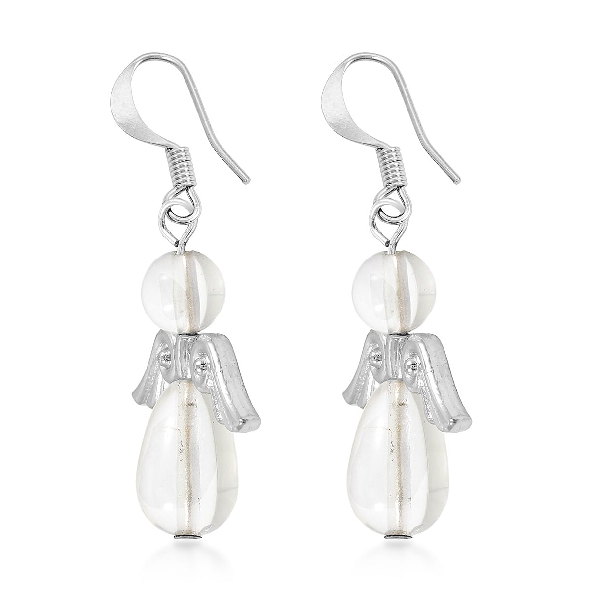 2 Piece Set - Lab Created Crystal Angel Adjustable Black Cord Necklace (14 Inches) and Earrings in Silvertone 27.00 ctw image number 6